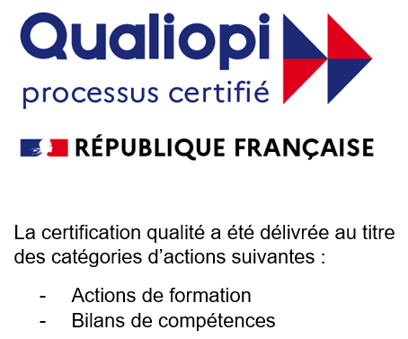 Logo certification Qualiopi pour les actions de formation et les bilans de compétences